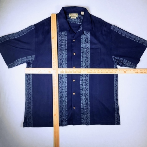 Pussers Island Reserve- Mens 100% Silk Camp Hawaiian Shirt - Large -Navy - Picture 6 of 7